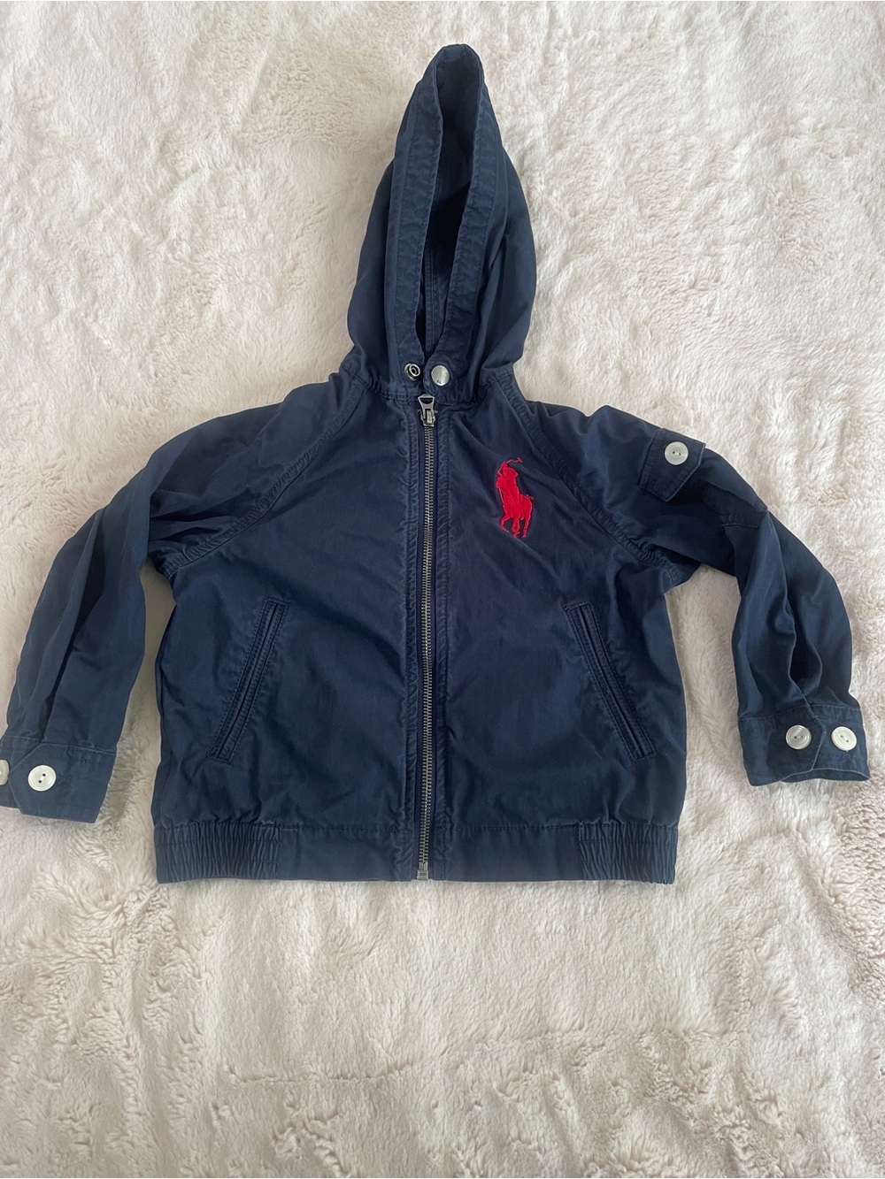 Polo by Ralph Lauren Navy Hooded lightweight Jacket with Red Pony